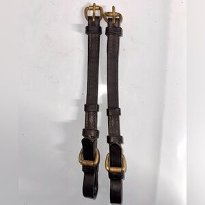 Cob brown leather cheek piece pair